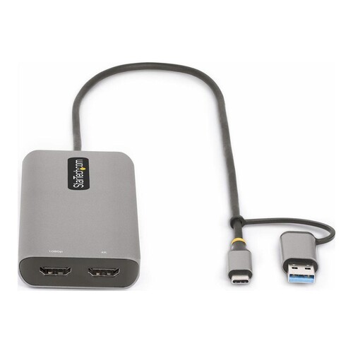 StarTech.com USB-C Multiport Adapter w/Attached USB-C to USB-A Dongle, Dual HDMI (4K30Hz/1080p60Hz) Produktbild Additional View 4 L