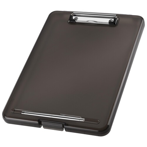 Klemmbrett the clip A4 grau transluzent Kunststoff Helit H2532009 mit Innenfach Produktbild Additional View 3 L
