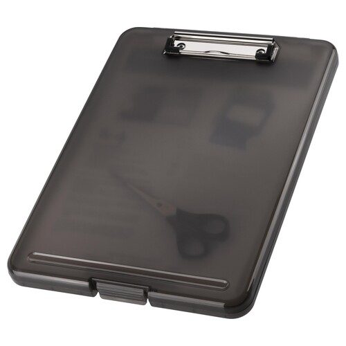 Klemmbrett the clip A4 grau transluzent Kunststoff Helit H2532009 mit Innenfach Produktbild Additional View 5 L