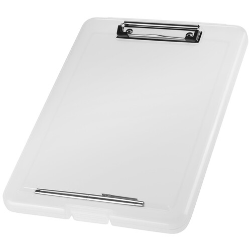 Klemmbrett the clip A4 weiß transluzent Kunststoff Helit H2532010 mit Innenfach Produktbild Additional View 3 L