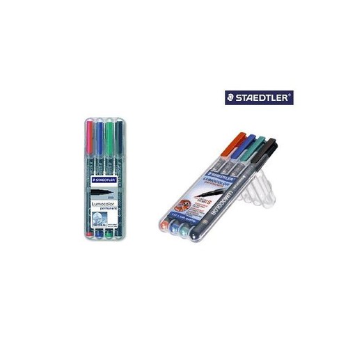 Folienstifte Lumocolor 314 B Etui 1-2,5mm breit sortiert wasserfest Staedtler 314WP4 (ETUI=4 STÜCK) Produktbild