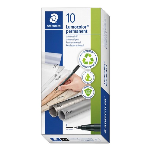 Folienstift Lumocolor 318 F 0,6mm fein schwarz wasserfest Staedtler 318-9 Produktbild Additional View 2 L