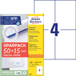 Etiketten Inkjet+Laser+Kopier 105x148mm auf A4 Bögen Sparpack 50+15 Bögen weiß Zweckform 6601 (PACK=260 STÜCK) Produktbild