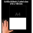 Etiketten Inkjet+Laser+Kopier 210x148mm auf A4 Bögen Sparpack 50+15 Bögen weiß Zweckform 6604 (PACK=130 STÜCK) Produktbild Additional View 3 S