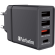 Ladeadapter CHR-30EU1 30W GaN schwarz (Euro-Stecker) Verbatim 49700 2x USB-A, 1x USB-A QC, 1x USB-C PD Produktbild