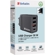 Ladeadapter CHR-30EU1 30W GaN schwarz (Euro-Stecker) Verbatim 49700 2x USB-A, 1x USB-A QC, 1x USB-C PD Produktbild Additional View 1 S