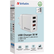 Ladeadapter CHR-30EU2 30W GaN weiß (Euro-Stecker) Verbatim 49701 2x USB-A, 1x USB-A QC, 1x USB-C PD Produktbild Additional View 1 S