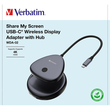 Wireless Adapter Share My Screen USB-C HDMI 4K 10m Reichweite Verbatim 32147 Hub WDA-02, USB 2.0-A, Kabel Produktbild Additional View 1 S
