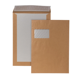 Versandtasche mit Fenster und Papprückwand C4 229x324mm mit Haftklebung 120g braun (KTN=100 STÜCK) Produktbild