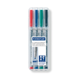 Folienstifte Lumocolor 312 B Etui 1-2,5mm breit sortiert wasserlöslich Staedtler 312WP4 (ETUI=4 STÜCK) Produktbild