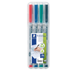 Folienstifte Lumocolor 312 B Etui 1-2,5mm breit sortiert wasserlöslich Staedtler 312WP4 (ETUI=4 STÜCK) Produktbild Additional View 1 S