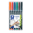 Folienstifte Lumocolor 313 S Etui 0,4mm superfein sortiert wasserfest Staedtler 313WP6 (ETUI=6 STÜCK) Produktbild Additional View 1 S