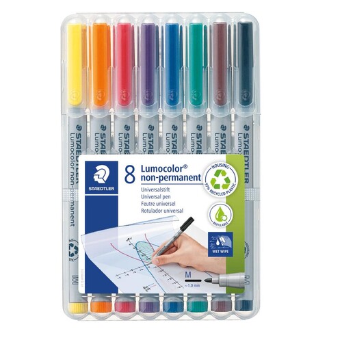 Folienstifte Lumocolor 315 M Etui 1,0mm mittel sortiert wasserlöslich Staedtler 315WP8 (ETUI=8 STÜCK) Produktbild Additional View 1 L