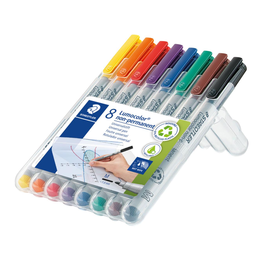 Folienstifte Lumocolor 315 M Etui 1,0mm mittel sortiert wasserlöslich Staedtler 315WP8 (ETUI=8 STÜCK) Produktbild