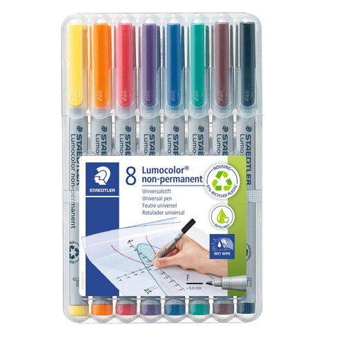 Folienstifte Lumocolor 316 F Etui 0,6mm fein sortiert wasserlöslich Staedtler 316WP8 (ETUI=8 STÜCK) Produktbild Additional View 1 L