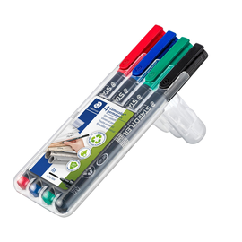 Folienstifte Lumocolor 317 M Etui 1,0mm mittel sortiert wasserfest Staedtler 317WP4 (ETUI=4 STÜCK) Produktbild