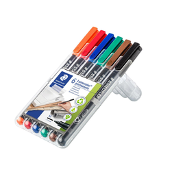 Folienstifte Lumocolor 317 M Etui 1,0mm mittel sortiert wasserfest Staedtler 317WP6 (ETUI=6 STÜCK) Produktbild