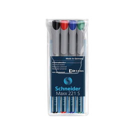 Folienstifte Maxx 221 S Etui 0,4mm superfein sortiert wasserlöslich Schneider 112594 (ETUI=4 STÜCK) Produktbild