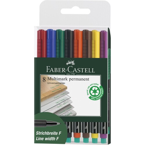Folienstifte Multimark F Etui 0,6mm fein sortiert wasserfest Faber Castell 151309 (ETUI=8 STÜCK) Produktbild Additional View 5 L