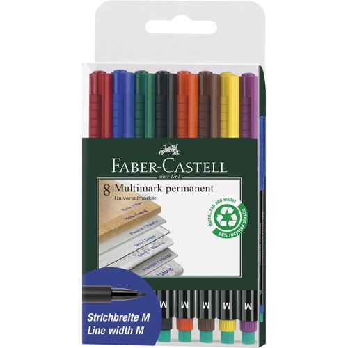 Folienstifte Multimark M Etui 1,0mm mittel sortiert wasserfest Faber Castell 152509 (ETUI=8 STÜCK) Produktbild Additional View 5 L