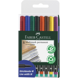 Folienstifte Multimark M Etui 1,0mm mittel sortiert wasserfest Faber Castell 152509 (ETUI=8 STÜCK) Produktbild