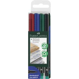 Folienstifte Multimark M Etui 1,0mm mittel sortiert wasserfest Faber Castell 152504 (ETUI=4 STÜCK) Produktbild