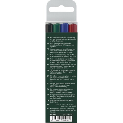 Folienstifte Multimark M Etui 1,0mm mittel sortiert wasserfest Faber Castell 152504 (ETUI=4 STÜCK) Produktbild Additional View 4 L