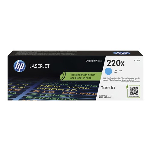 Toner 220X für HP Laserjet Pro 4202, MFP 4302 5500 Seiten cyan HP W2201X Produktbild Front View L