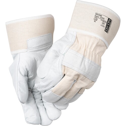 OX-ON Rindspaltleder-Handschuh / Worker Basic 2000 / Gr. 10 / weiß / beige Produktbild Additional View 1 L