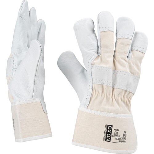 OX-ON Rindspaltleder-Handschuh / Worker Basic 2000 / Gr. 10 / weiß / beige Produktbild Additional View 2 L