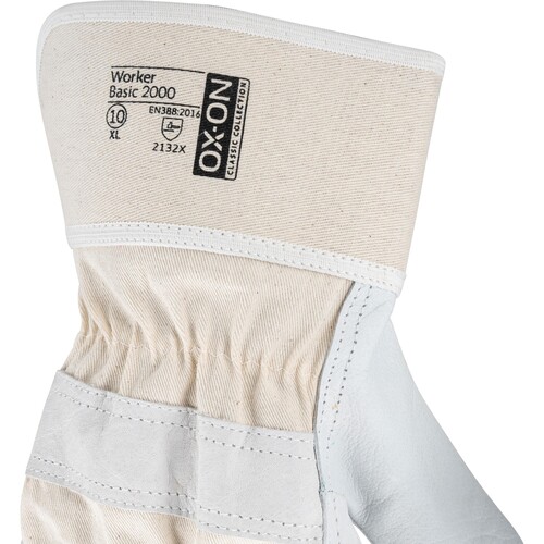 OX-ON Rindspaltleder-Handschuh / Worker Basic 2000 / Gr. 10 / weiß / beige Produktbild Additional View 5 L