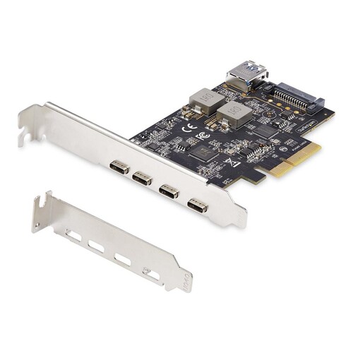 StarTech.com 5-Port USB PCIe Card, USB 3.2 10Gbps, PCI Express Card with 4x USB-C Ports, 1x USB-A In Produktbild Front View L