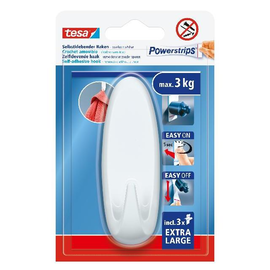 Powerstrips Haken XL Oval bis 3kg Haftkraft weiß Tesa 59025-00000 (PACK=3 STÜCK) Produktbild