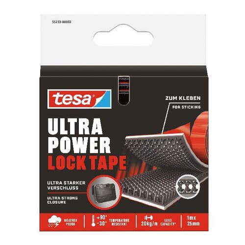 Ultra Power Lock Band 1mx25mm bis 25kg Haftkraft schwarz Tesa 55233-00002 Produktbild Front View L