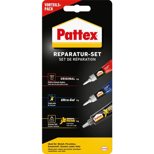 Klebstoff Sekundenkleber Reparatur-Set Flüssig 3x1g Tube Pattex PP3KH (PACK=3 STÜCK) Produktbild Additional View 1 L
