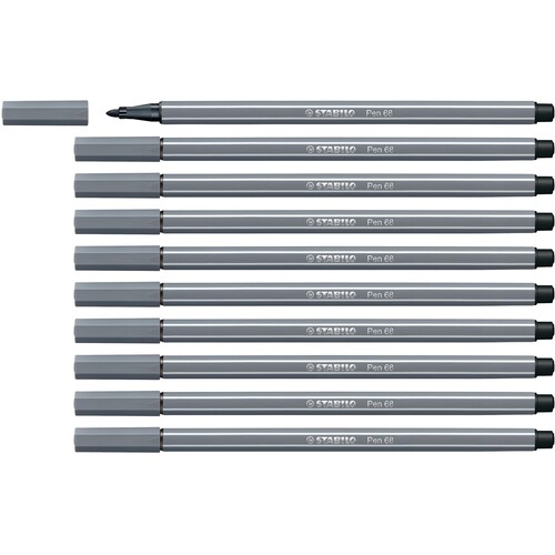 Fasermaler Pen 68 1mm Rundspitze dunkelgrau Stabilo 68/96 Produktbild Additional View 3 L