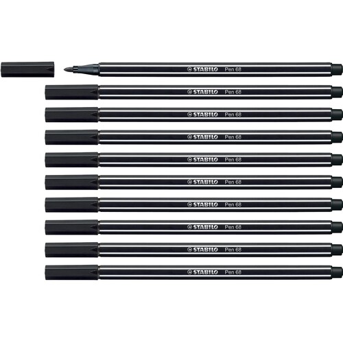 Fasermaler Pen 68 1mm Rundspitze schwarz Stabilo 68/46 Produktbild Additional View 3 L