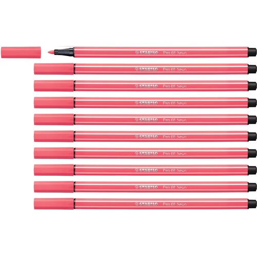 Fasermaler Pen 68 1mm Rundspitze neonrot Stabilo 68/040 Produktbild Additional View 3 L