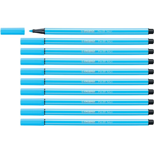 Fasermaler Pen 68 1mm Rundspitze neonblau Stabilo 68/031 Produktbild Additional View 3 L