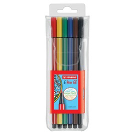 Fasermaler Pen 68 Etui 1mm Rundspitze sortiert Stabilo 6806/PL (ETUI=6 STÜCK) Produktbild