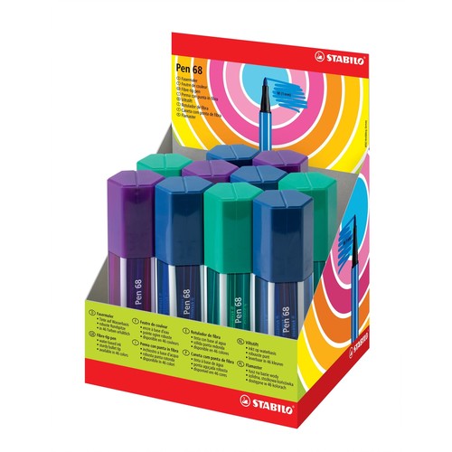Fasermaler Pen 68 Big Pen Box 1mm Rundspitze sortiert Stabilo 6820-1 (ETUI=20 STÜCK) Produktbild Additional View 2 L