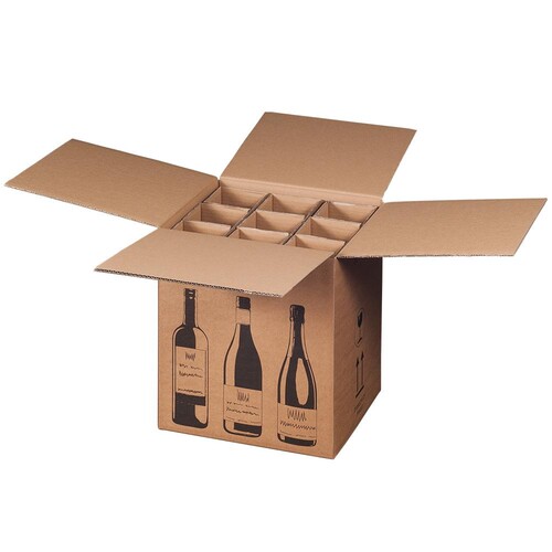 Wein-Versandkarton für 9 Fl. 316x305x368 mm / braun Produktbild