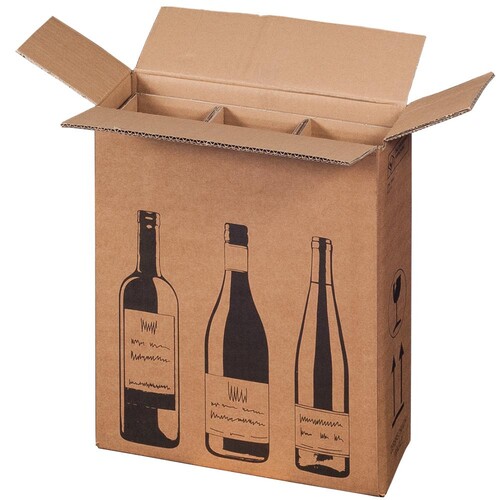 Wein-Versandkarton für 3 Fl. 305x108x368 mm / braun Produktbild