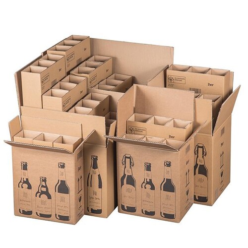 Bierversandkarton für 3 Flaschen 255x88x288 mm / braun Produktbild Front View L