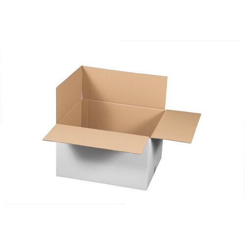 Wellpappe Faltkarton weiß 500x400x300 mm / 2.30BE / FEFCO 0201 Produktbild Front View L