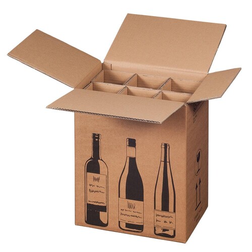 Wein-Versandkarton für 6 Fl. 305x212x368 mm / braun Produktbild