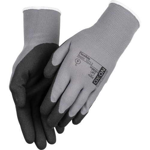 OX-ON Montagehandschuh Nylon-Strick Flexible Basic 1012 Gr. 6 / grau-schwarz Produktbild Additional View 1 L