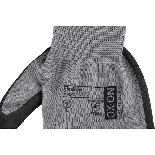 OX-ON Montagehandschuh Nylon-Strick Flexible Basic 1012 Gr. 6 / grau-schwarz Produktbild Additional View 5 L