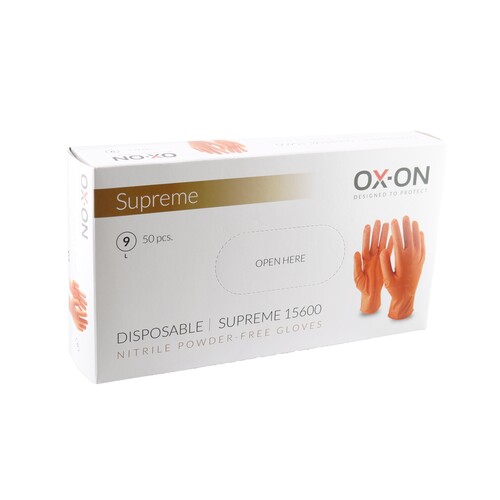 OX-ON Nitril Einweghandschuhe Disposable Supreme 15600 ungepudert Gr. 8 / orange (BOX=50 STÜCK) Produktbild Additional View 3 L