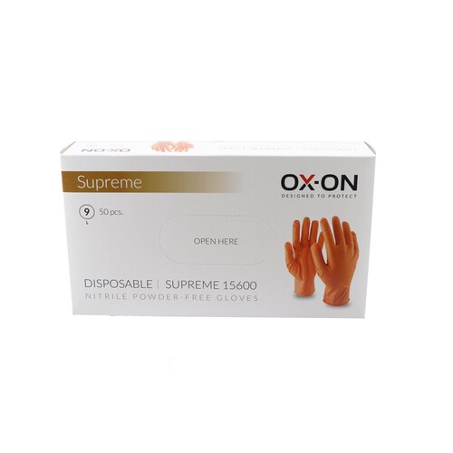 OX-ON Nitril Einweghandschuhe Disposable Supreme 15600 ungepudert Gr. 9 / orange (BOX=50 STÜCK) Produktbild Additional View 1 L